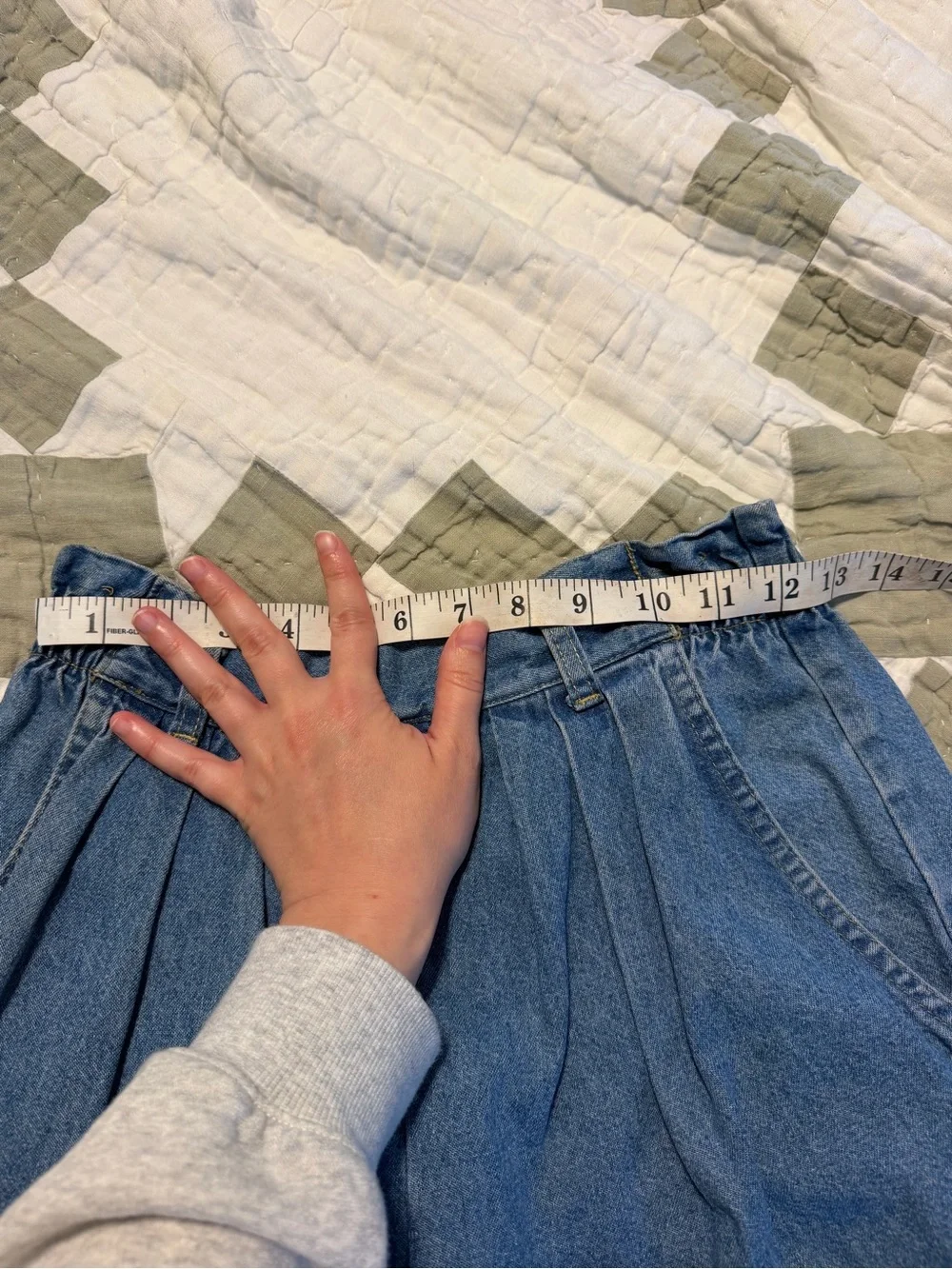 High-Waist Blue Denim Paperbag Shorts